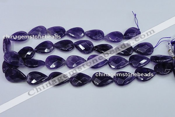 CNA264 15.5 inches 18*25mm faceted flat teardrop natural amethyst beads