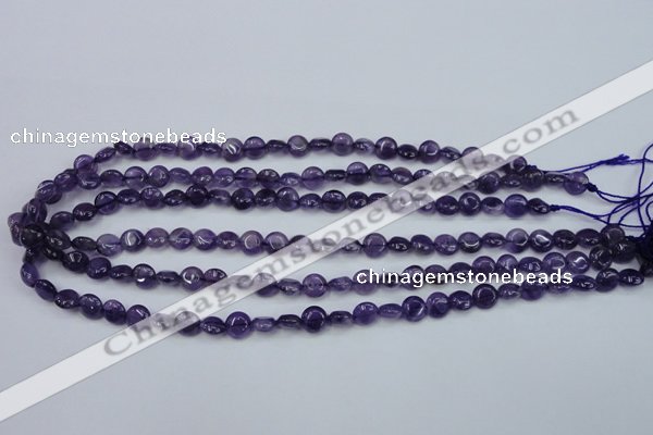 CNA266 15.5 inches 8mm flat round natural amethyst beads wholesale