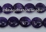 CNA269 15.5 inches 14mm flat round natural amethyst beads wholesale