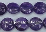 CNA270 15.5 inches 16mm flat round natural amethyst beads wholesale