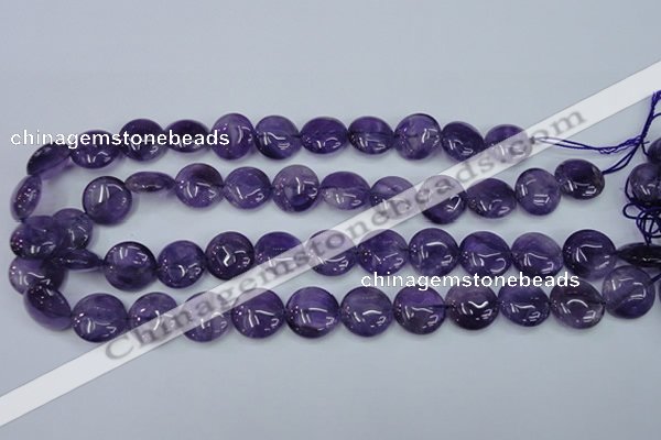 CNA270 15.5 inches 16mm flat round natural amethyst beads wholesale