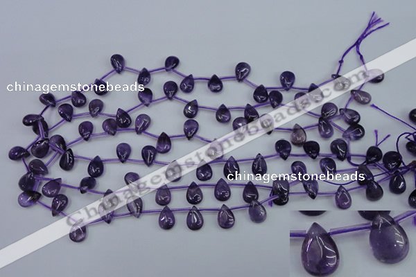 CNA288 Top-drilled 8*12mm flat teardrop natural amethyst beads