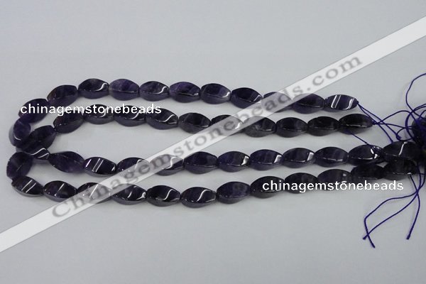 CNA291 15.5 inches 8*16mm twisted rice natural amethyst beads