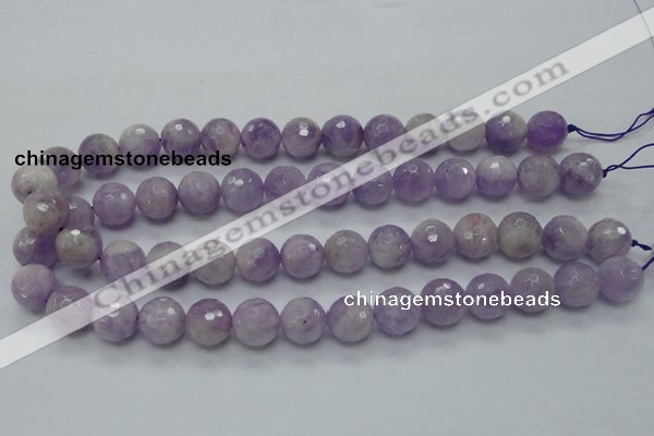 CNA313 15.5 inches 14mm faceted round natural lavender amethyst beads