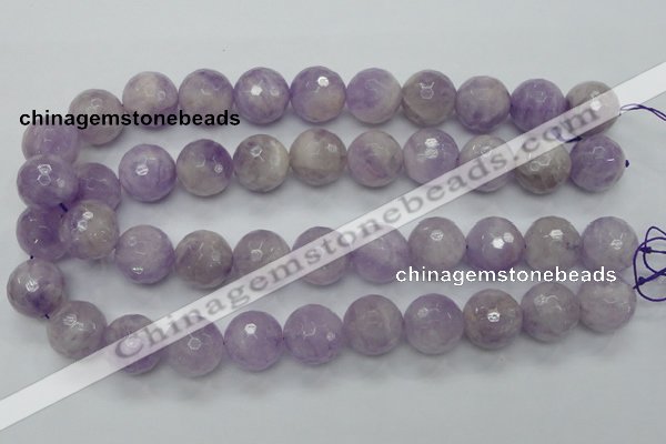 CNA314 15.5 inches 18mm faceted round natural lavender amethyst beads