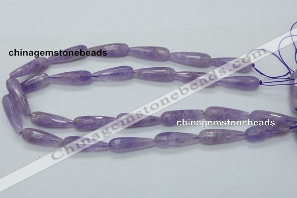 CNA320 15.5 inches 10*30mm faceted teardrop natural lavender amethyst beads