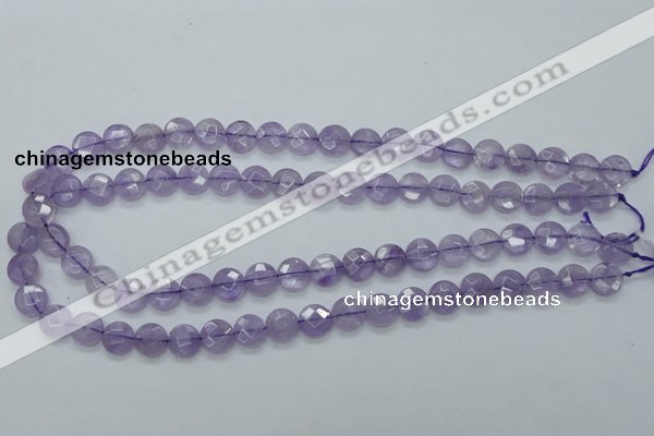 CNA321 15.5 inches 10mm faceted coin natural lavender amethyst beads