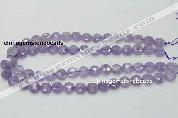 CNA322 15.5 inches 12mm faceted coin natural lavender amethyst beads