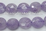 CNA323 15.5 inches 14mm faceted coin natural lavender amethyst beads