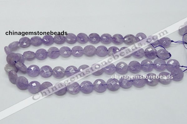 CNA323 15.5 inches 14mm faceted coin natural lavender amethyst beads