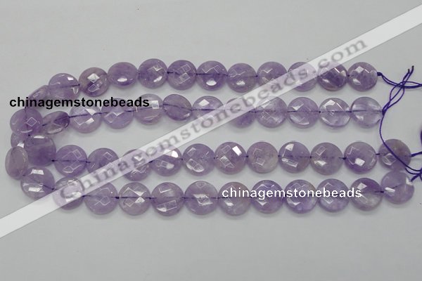 CNA324 15.5 inches 16mm faceted coin natural lavender amethyst beads