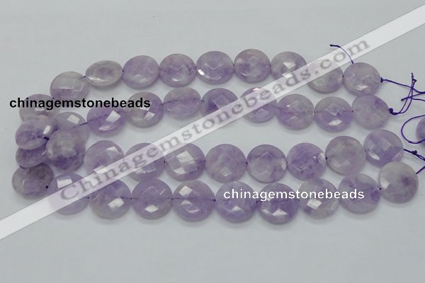 CNA325 15.5 inches 20mm faceted coin natural lavender amethyst beads