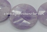 CNA326 15.5 inches 30mm faceted coin natural lavender amethyst beads