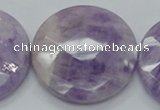 CNA327 15.5 inches 40mm faceted coin natural lavender amethyst beads