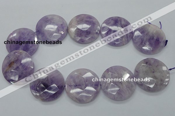 CNA327 15.5 inches 40mm faceted coin natural lavender amethyst beads