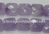 CNA340 15.5 inches 15*15mm faceted square natural lavender amethyst beads