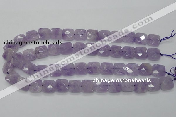 CNA340 15.5 inches 15*15mm faceted square natural lavender amethyst beads