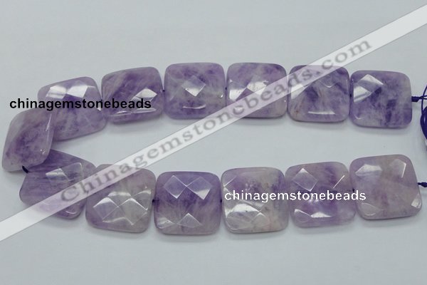 CNA342 15.5 inches 30*30mm faceted square natural lavender amethyst beads