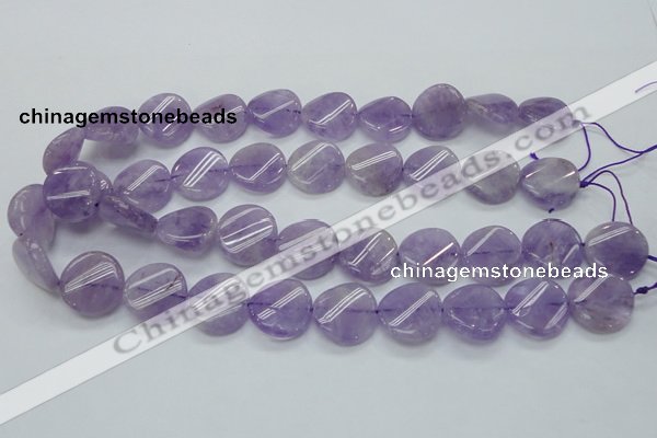 CNA343 15.5 inches 20mm twisted coin natural lavender amethyst beads