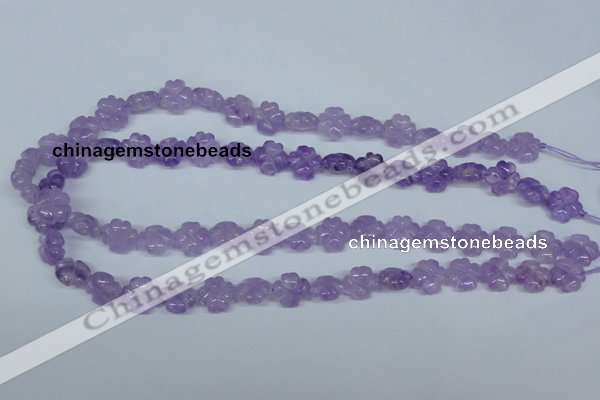 CNA434 15.5 inches 12mm carved flower natural lavender amethyst beads