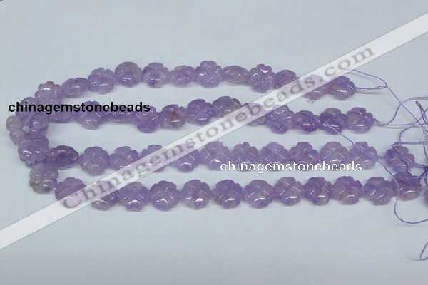 CNA435 15.5 inches 15mm carved flower natural lavender amethyst beads