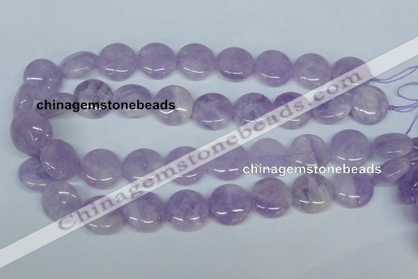 CNA437 15.5 inches 22mm flat round natural lavender amethyst beads