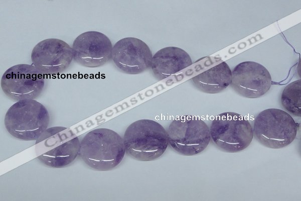 CNA438 15.5 inches 25mm flat round natural lavender amethyst beads