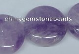 CNA439 15.5 inches 30mm flat round natural lavender amethyst beads