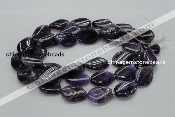 CNA44 15.5 inches 22*30mm twisted teardrop grade A natural amethyst beads