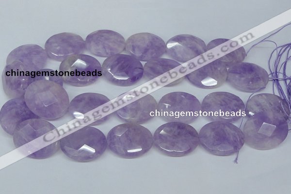 CNA460 15.5 inches 25*30mm faceted oval natural lavender amethyst beads