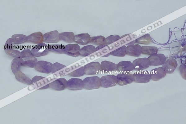 CNA462 15*20mm faceted & twisted rectangle natural lavender amethyst beads