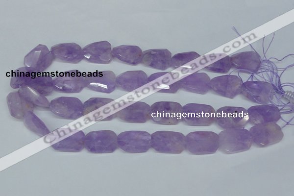 CNA463 18*25mm faceted & twisted rectangle natural lavender amethyst beads