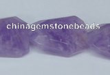 CNA464 22*30mm faceted & twisted rectangle natural lavender amethyst beads