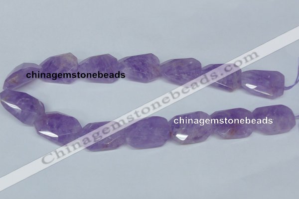 CNA464 22*30mm faceted & twisted rectangle natural lavender amethyst beads