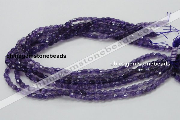 CNA50 15.5 inches 6*7mm faceted rice grade A natural amethyst beads