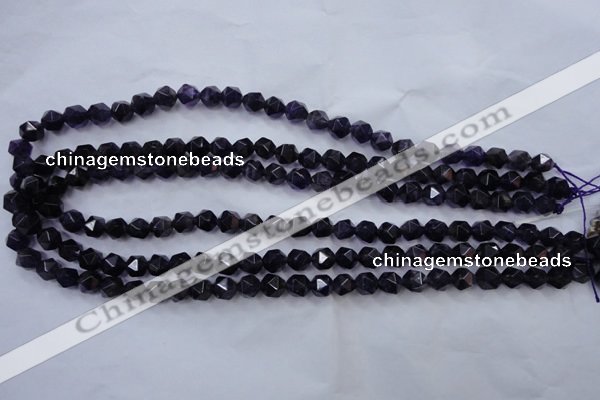 CNA500 15 inches 8mm faceted nuggets amethyst gemstone beads