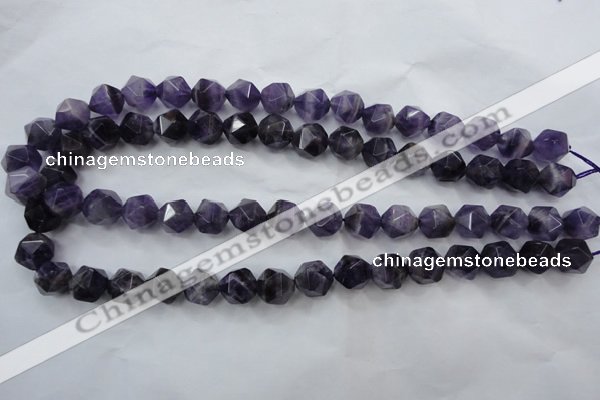 CNA503 15 inches 10mm faceted nuggets amethyst gemstone beads