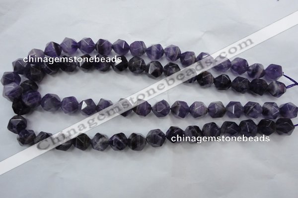 CNA504 15 inches 12mm faceted nuggets amethyst gemstone beads