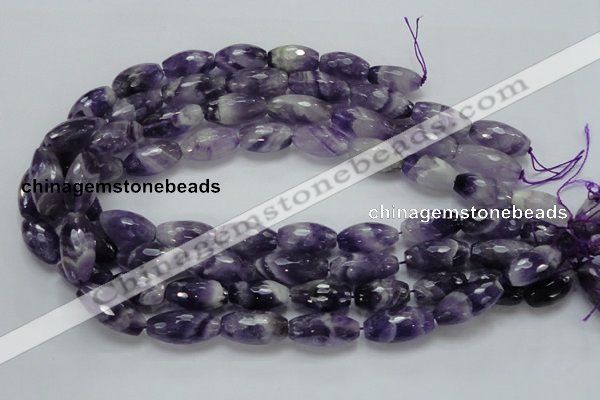 CNA53 15.5 inches 12*22mm faceted rice grade AB natural amethyst beads