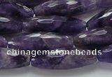 CNA54 15.5 inches 10*30mm faceted rice grade AB+ natural amethyst beads