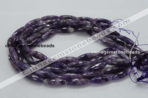 CNA54 15.5 inches 10*30mm faceted rice grade AB+ natural amethyst beads