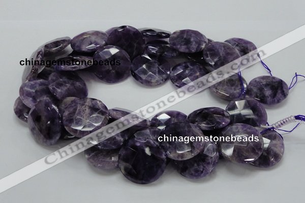 CNA58 15.5 inches 30mm faceted coin grade AB+ natural amethyst beads