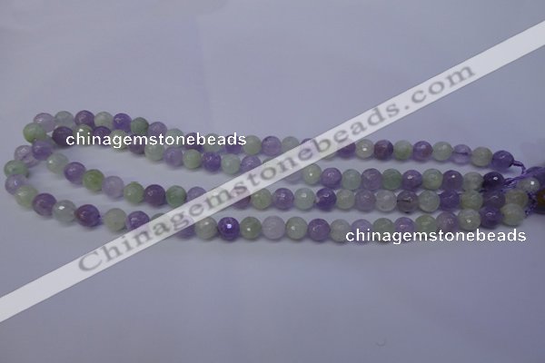 CNA662 15 inches 8mm faceted round lavender amethyst & prehnite beads