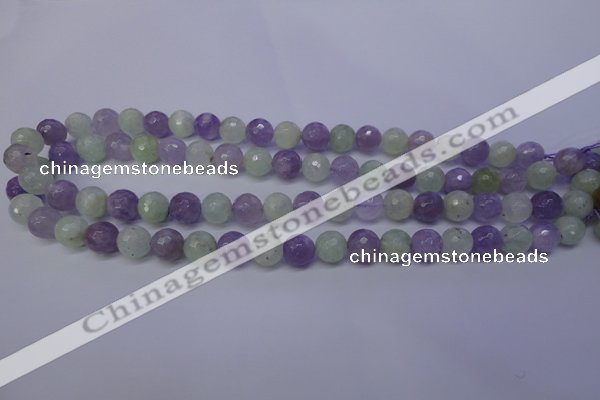 CNA663 15 inches 10mm faceted round lavender amethyst & prehnite beads