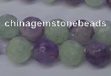 CNA664 15 inches 12mm faceted round lavender amethyst & prehnite beads