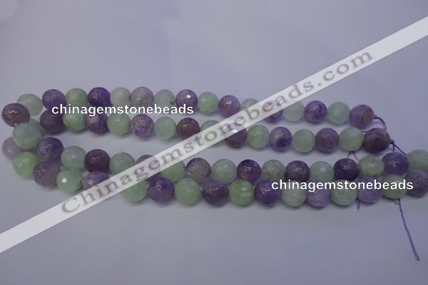 CNA664 15 inches 12mm faceted round lavender amethyst & prehnite beads