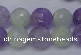 CNA665 15 inches 14mm faceted round lavender amethyst & prehnite beads