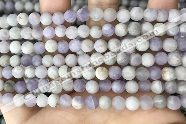 CNA675 15.5 inches 4mm round matte lavender amethyst beads