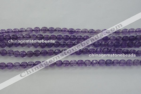 CNA68 15.5 inches 6mm faceted round natural amethyst beads