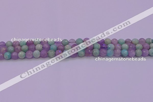 CNA681 15.5 inches 6mm faceted round lavender amethyst & amazonite beads